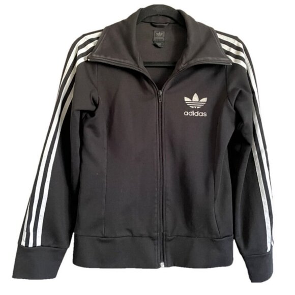 🛑 Vintage Adidas Black White Logo Zip-up Track Jacket - Small - Picture 9 of 10